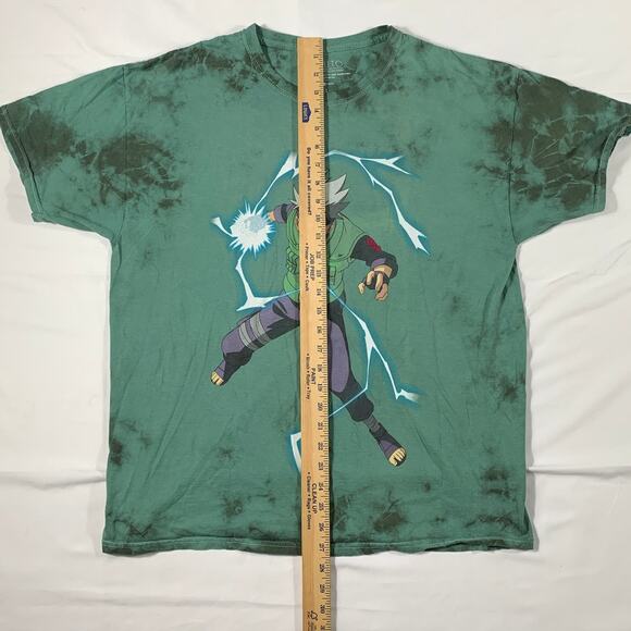 NARUTO Shippuden Collection Kakashi Hatake Green Black Dye T-Shirt sz L Anime - Picture 7 of 7